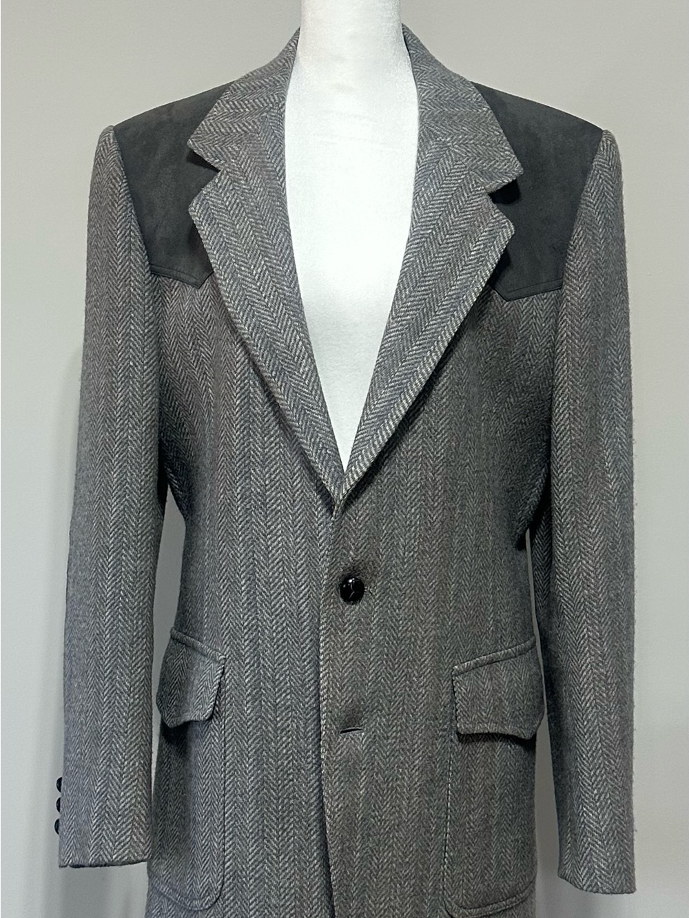 Pendleton Western Yoke Herringbone Wool Sport Coat Blazer USA Made Size 40